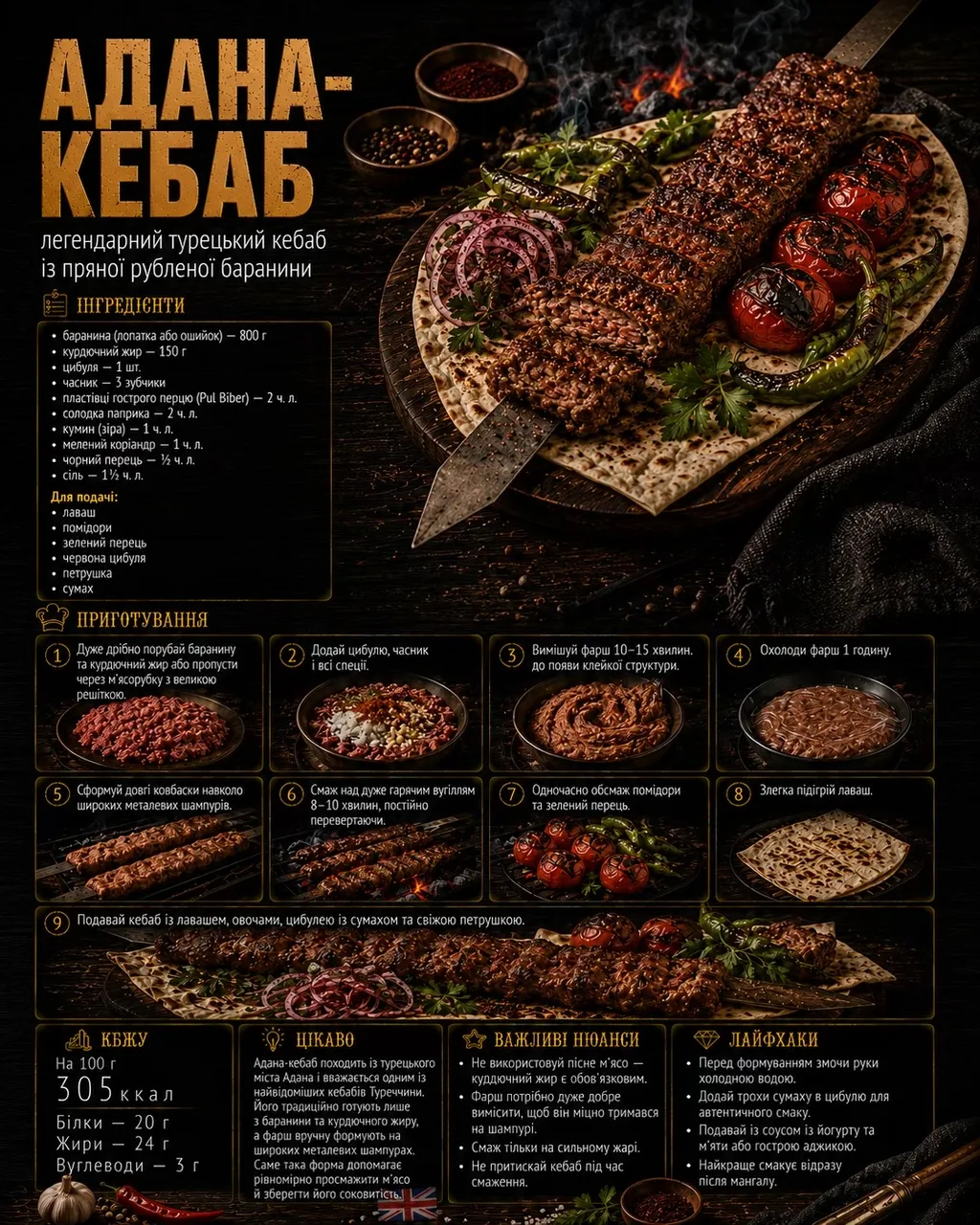 Адана-кебаб — легендарний турецький кебаб